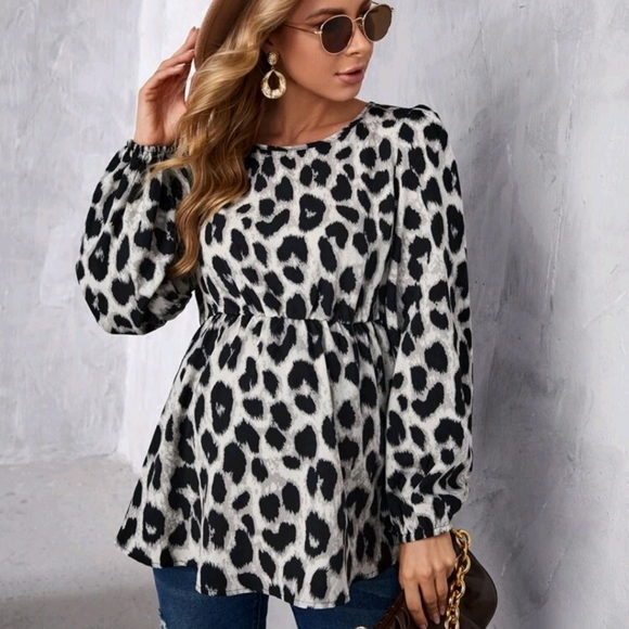 Tops - Maternity Allover Print Peplum Blouse